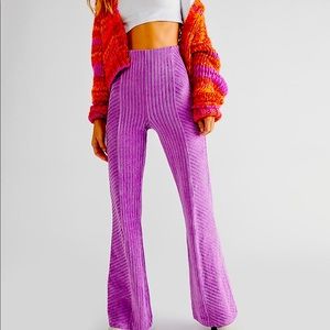Free People Slim Pull-On Velvet flare pants